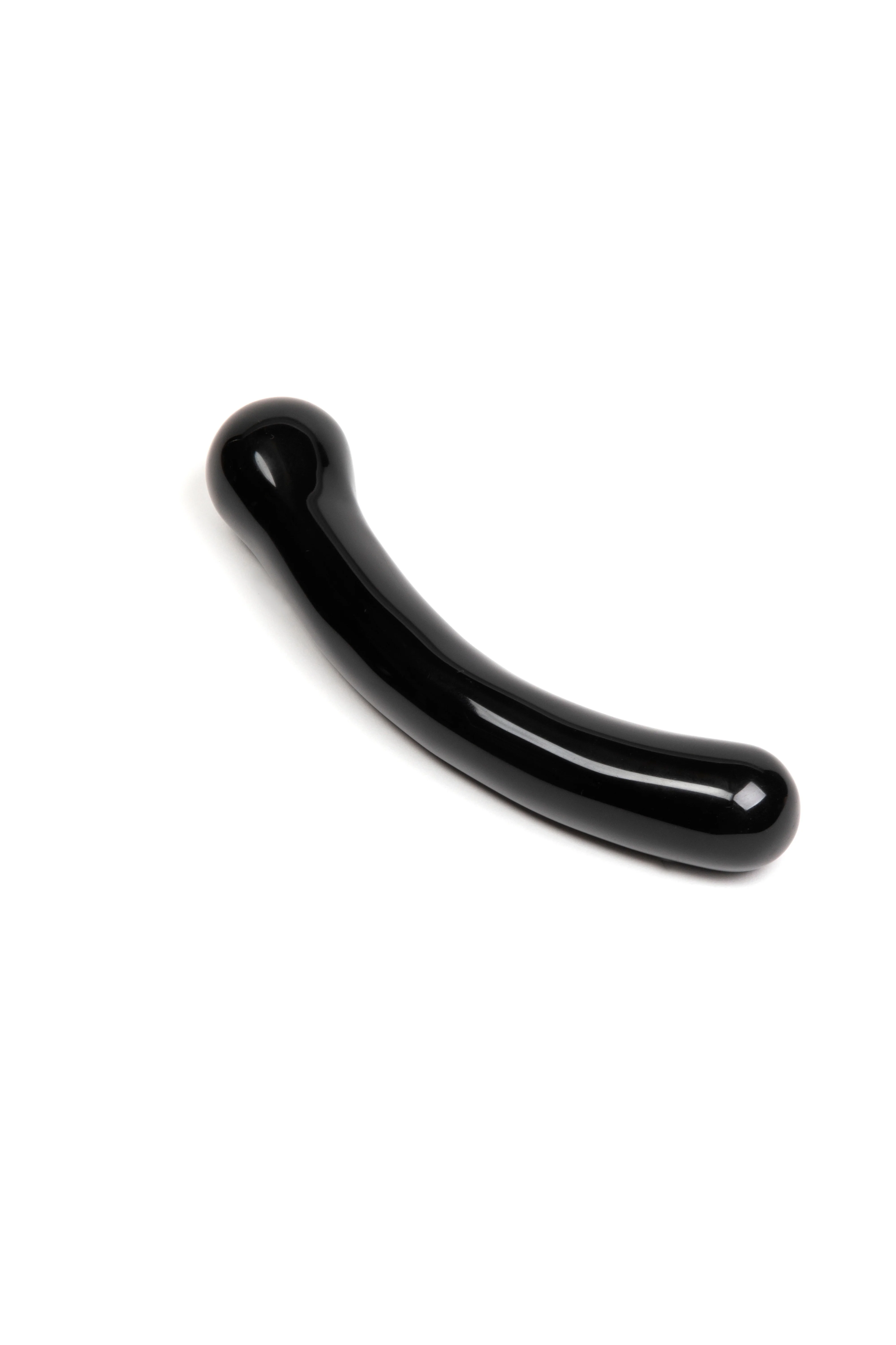 Curve Black Obsidian Crystal Dildo