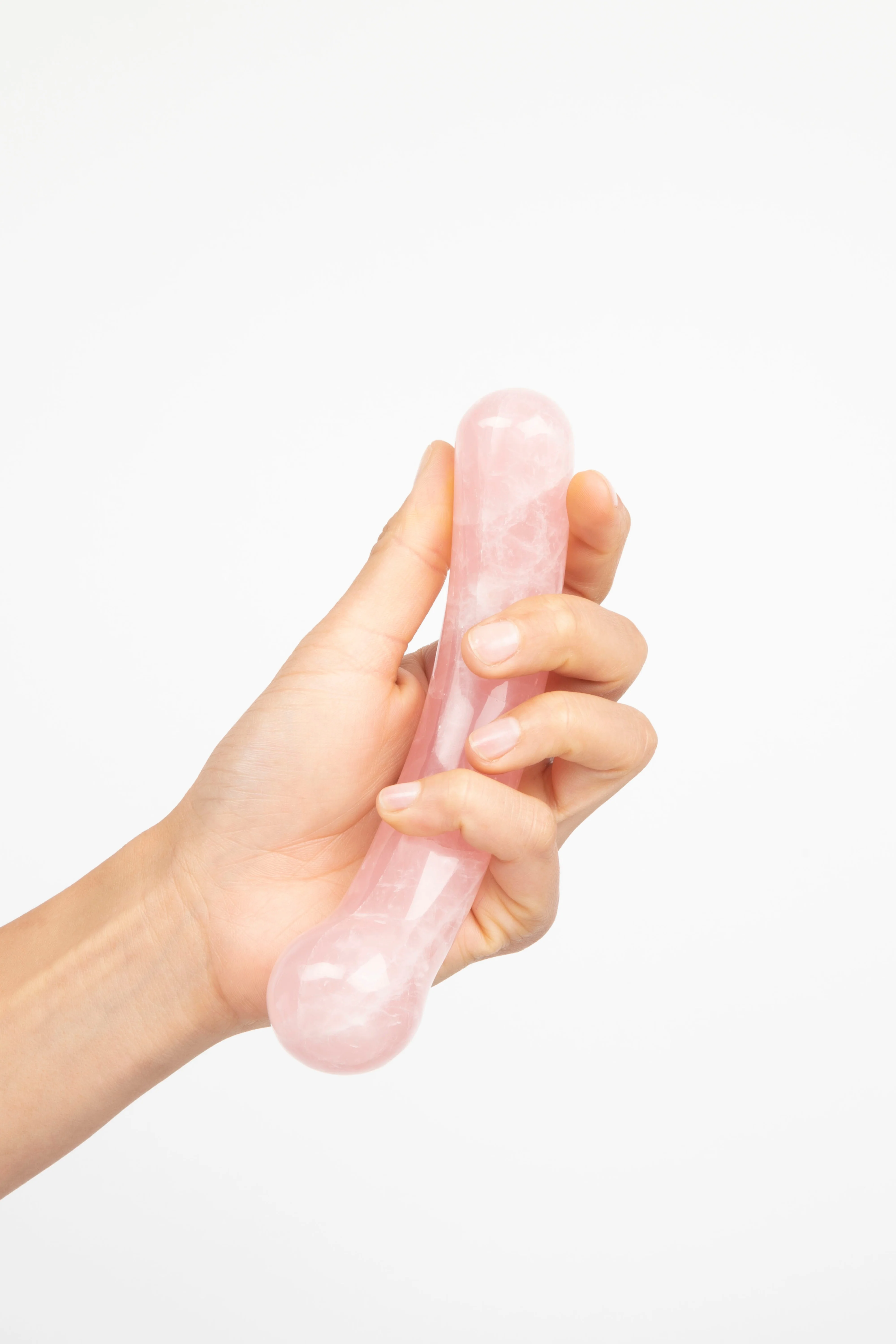 Curve Rose Quartz Crystal Dildo